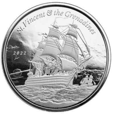 #ad 2022 Silver 1 oz EC8 St Vincent Grenadines War Ship Coin BU $117.64