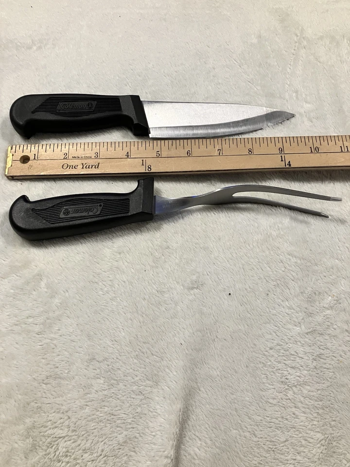 Colman Stainless Steel Carving Fork & Chef Knife Set Camping Hunting BBQ New - Image 4 of 4