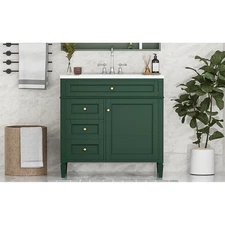 Minimalist 36'' Bathroom Vanity with Top Sink, Soft-Close Drawers, Tip-Out