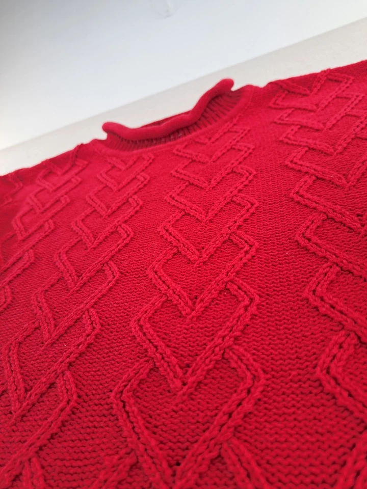 Suéter De Colección Cuello Redondo Para Mujer Grande Rojo Tejido Corazones Pullover Navidad Algodón  Foto 3 de 4