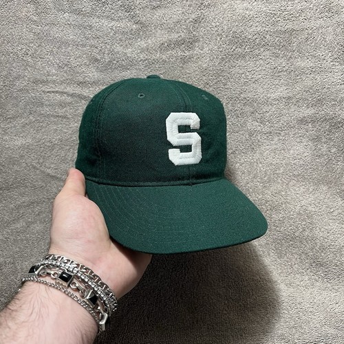 Vintage Michigan State Hat Fitted 6 3/4 New Era College Wool Made in Korea 80s