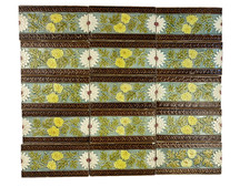 Minton Hollins Majolica Chrysanthemum Art Nouveau Border Tiles x 15.       #7736