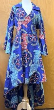 African Ankara Wrap Dress West African Wax Print Blue Red Turquoise ONE SIZE