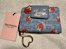 Juicy Couture Dusty Blue Red Berry Sweet Tab Card Wallet NWT