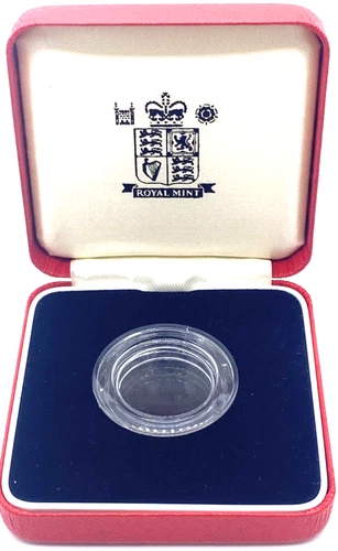 Gold Coin Sovereign BOX + Screw Top CAPSULE Royal Mint Red Leather [D]