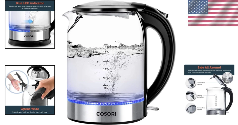 Rapid Boil BPA-Free Electric Kettle, 1500W with Scald-Proof Lid & Non-Drip spout - Image 2 of 4