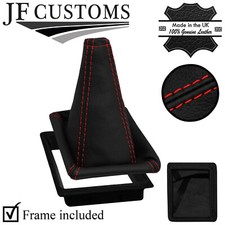 ROT NAHT LEDER DECKEL SCHALTSACK+RAHMEN F?R RENAULT CLIO MK1 90-97