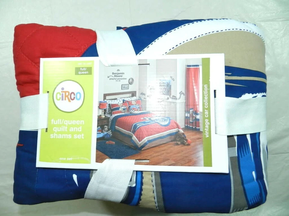 Juego de 4 piezas de funda de cama CIRCO completa/queen COLCHA diseño de coches y funda de cama SHAMS NUEVO p94 Foto 2 de 4