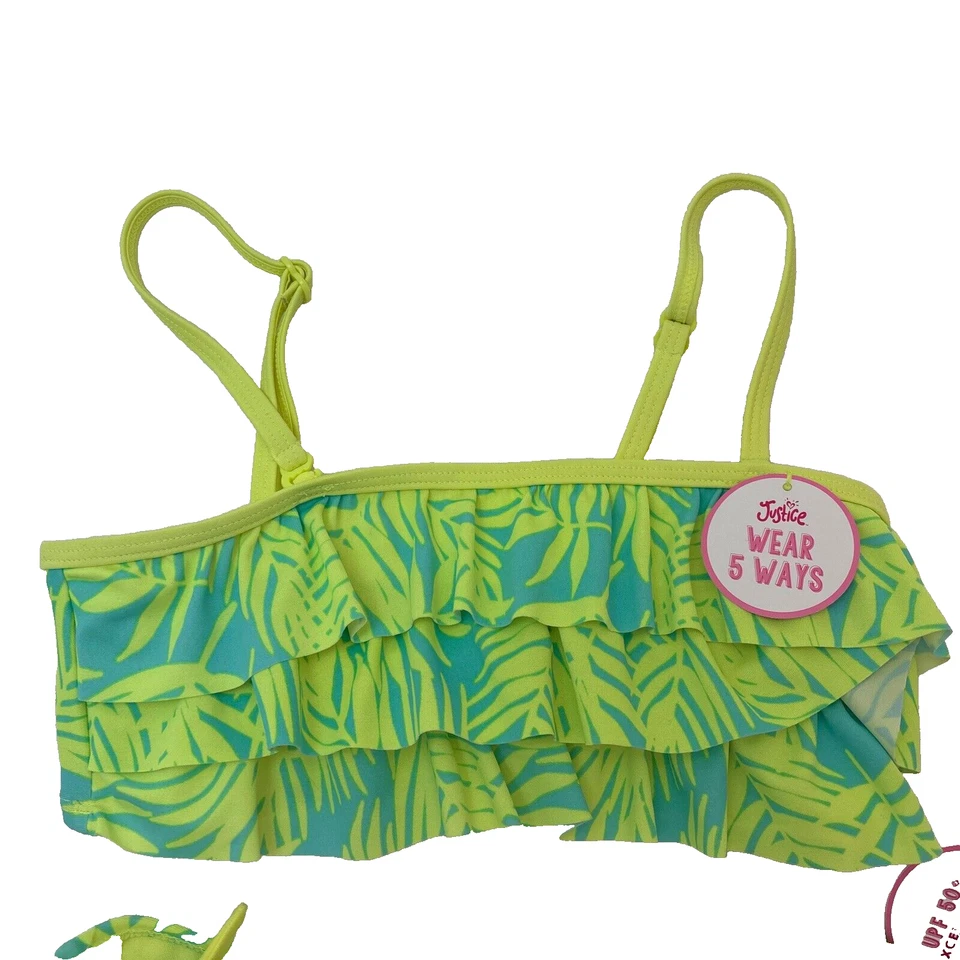 Bikini Justice Girls verde lima azul dos piezas UPF50+ Usarlo 5 maneras nuevo con etiquetas talla 12 Foto 2 de 4