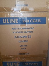 ULINE Disposable Lab Coats no pockets, snap front, 3XL; Navy, 25/box