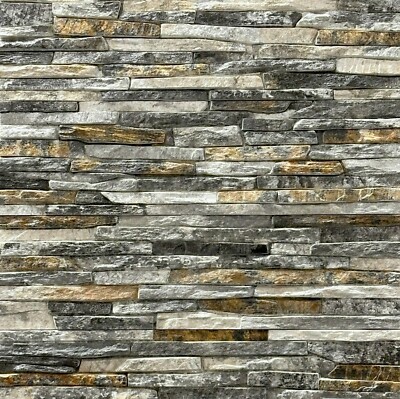 MUSTER - ROCK GREY - Stacked Stone Slips, Split Face Stone, 3D Effekt