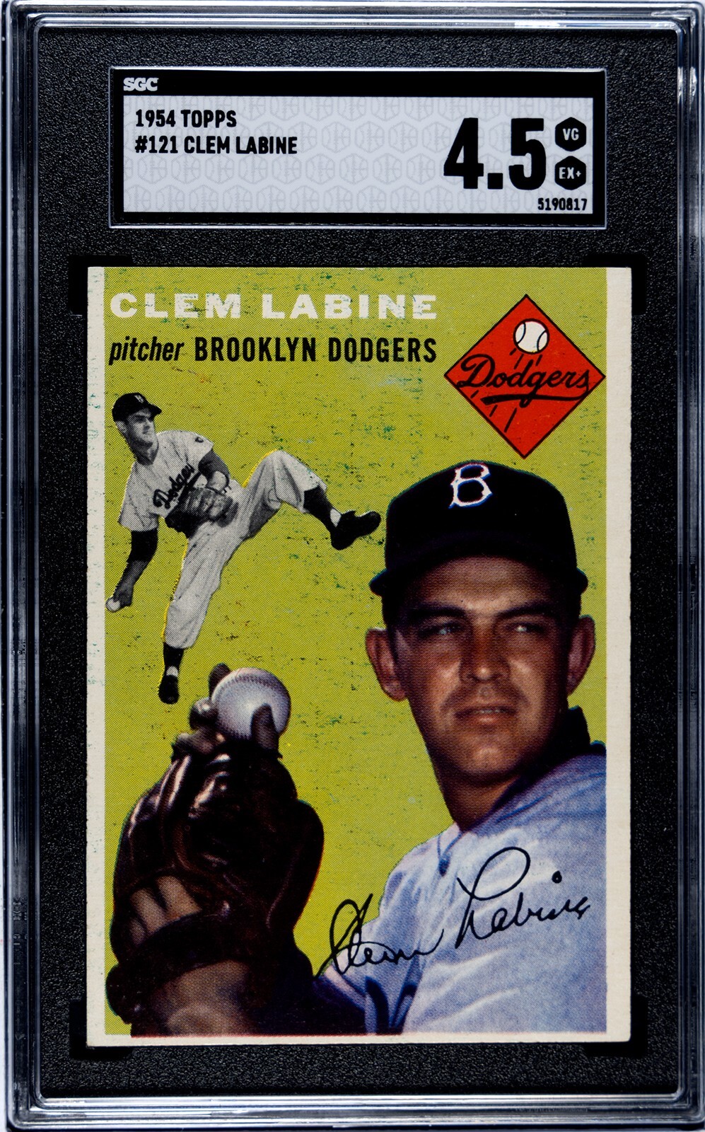 1954 Topps CLEM LABINE Brooklyn Dodgers #121 SGC 4.5 VG/EX+ Condition