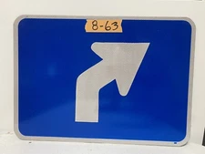 Authentic Traffic Road Highway Arrow Sign Blue 45 Degree Right 21" X 15" 8-63