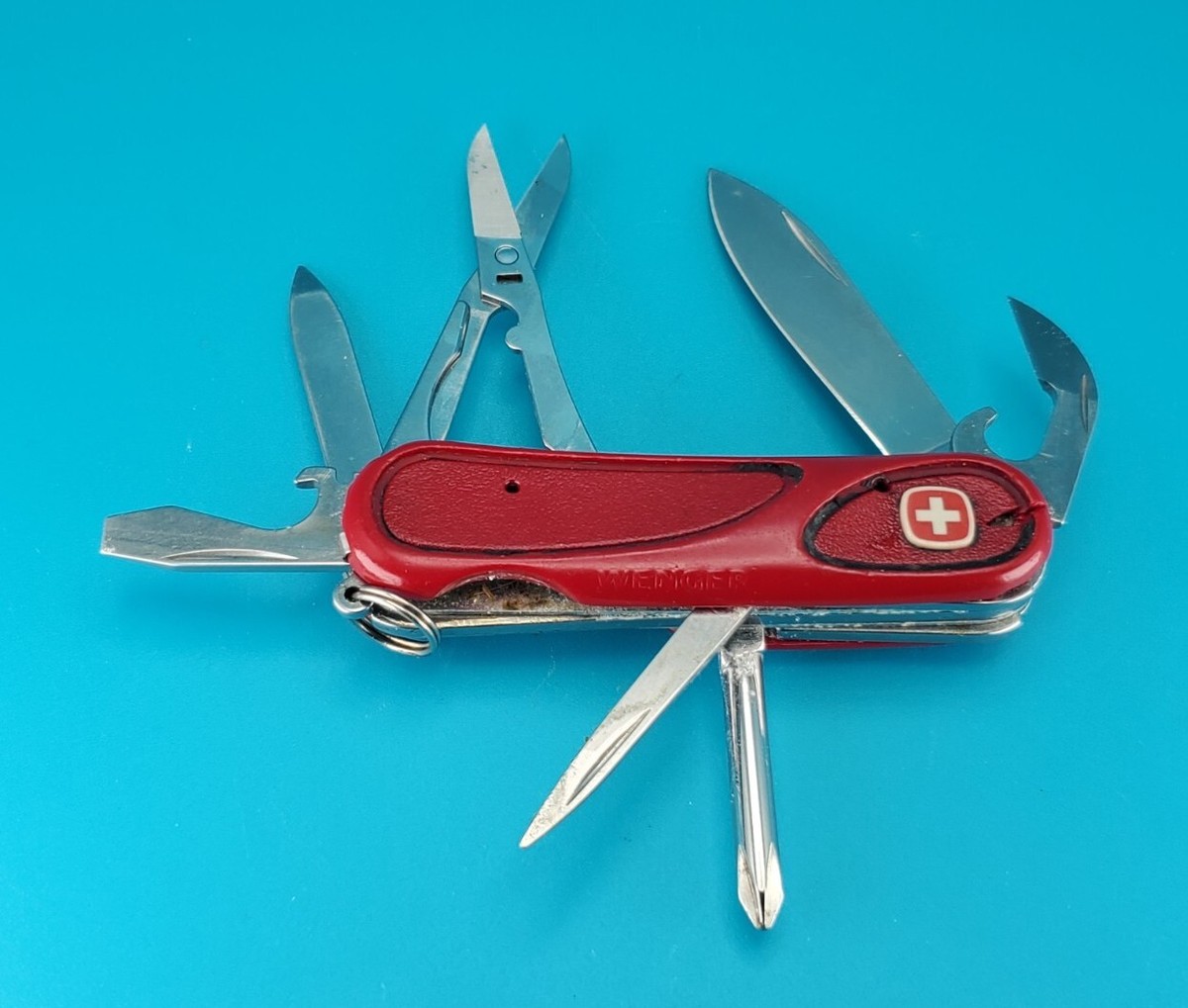 Wenger EvoGrip 16 Black & Red Swiss Army Knife Multi Tool! USED | eBay