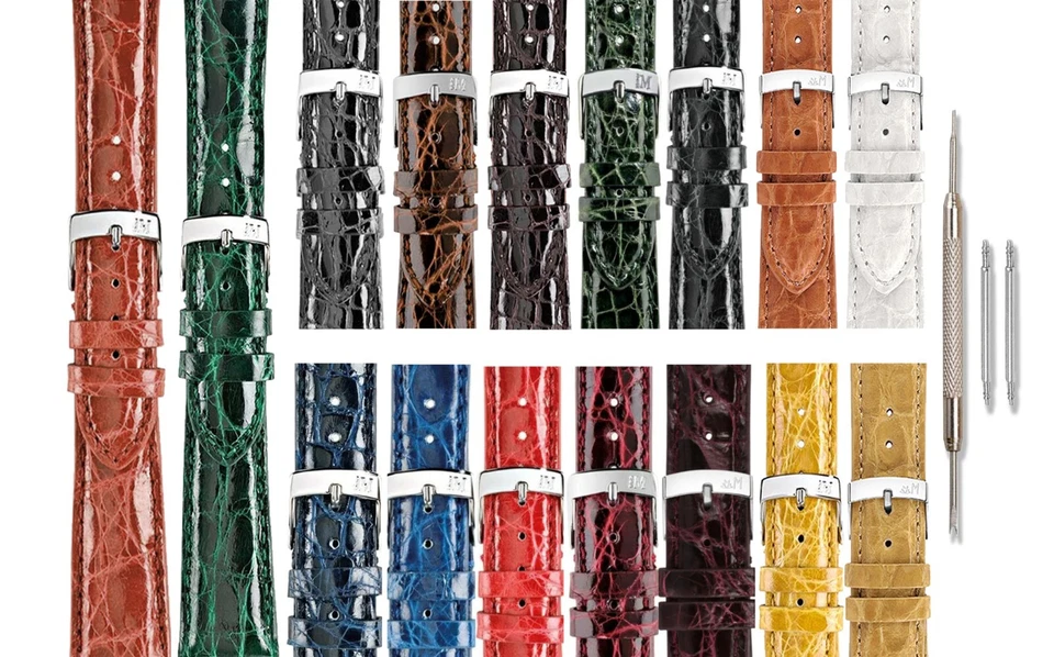 Correa de reloj Morellato Amadeus de cuero de cocodrilo genuino + batería adicional Foto 3 de 4