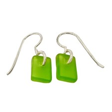 Hawaiian Green Genuine Recycled Sea Glass Dangle Beach Earrings from Maui Hawaii