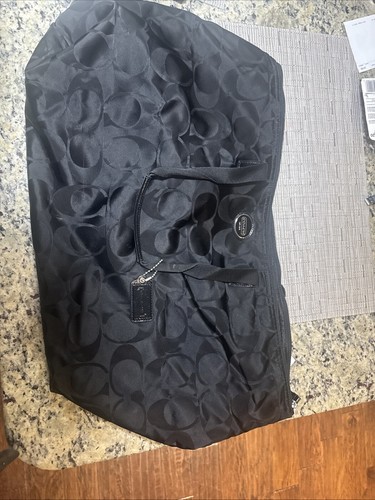 Coach Large Solid Black Logo Print Getaway Travel Weekender Tote RARE! READ
