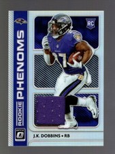 2020 OPTIC ROOKIE PHENOMS SILVER HOLO PRIZM J.K. DOBBINS RC JERSEY RAVENS