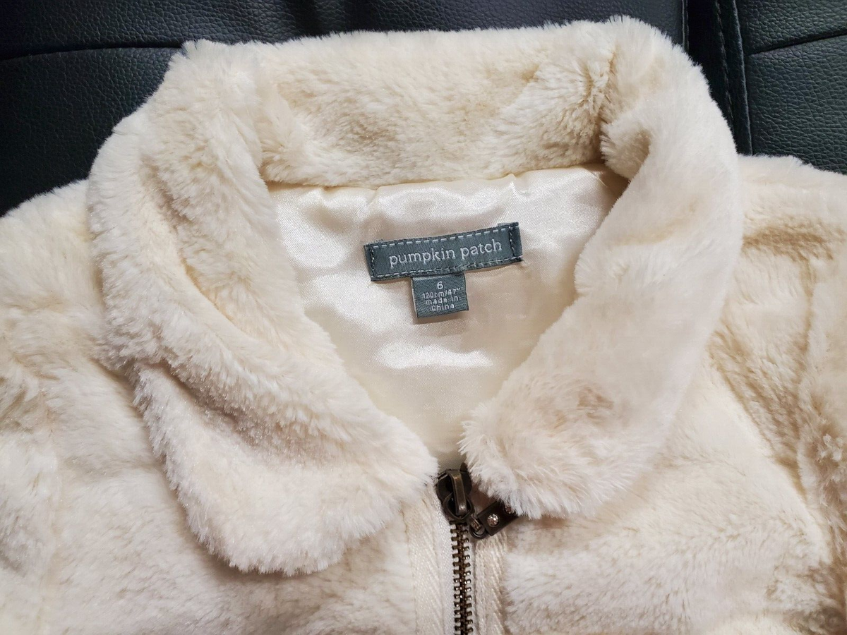 ジャケット・アウター LOGO PATCHED FAUX FUR HOODED JACKET Pumpkin Patch Stylish Warm White Faux Fur Jacket Size 6 | eBay