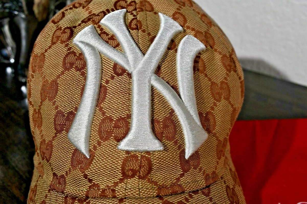 Authentic RARE Gucci Baseball Hat New York Yankees Brown & Cream NY