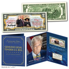 DONALD TRUMP 47th President INAUGURATION Oath $2 US Bill with 8x10 Photo Display