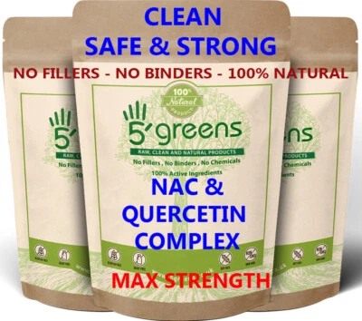 5GREENS NAC N-Acetyl- Cysteine 650mg Quercetin 100mg & Vit C 50mg 1600mg per serving