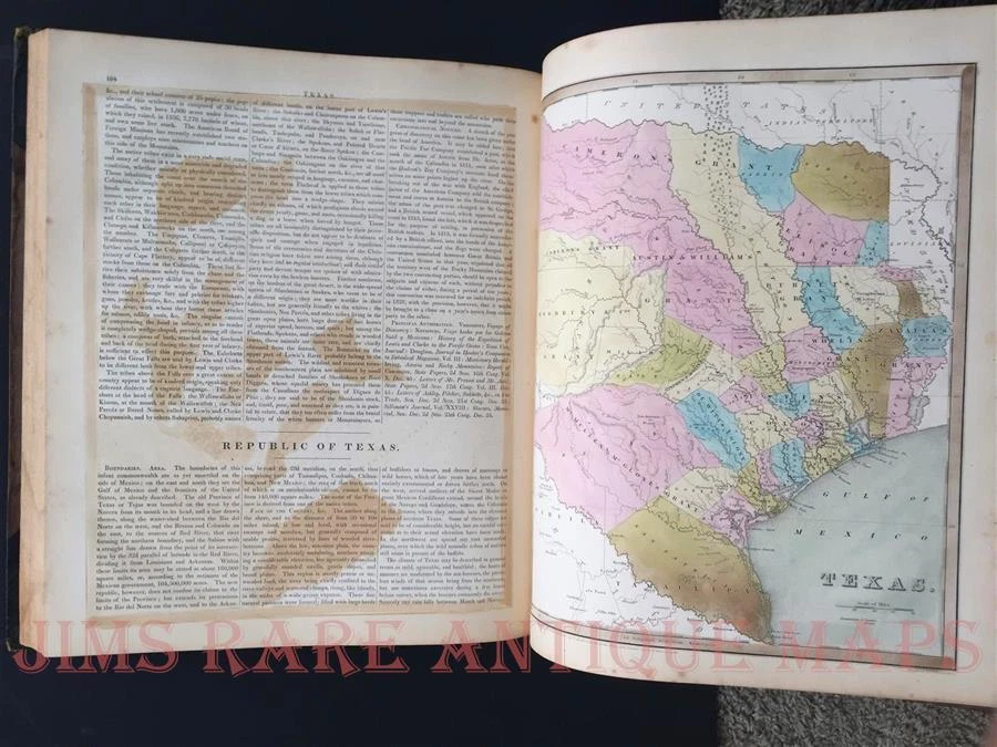 1842 BRADFORD UNIVERSAL ILLUSTRATED ATLAS, "REPUBLIC TEXAS MAPS" RARE ANTIQUE - Image 4 of 4