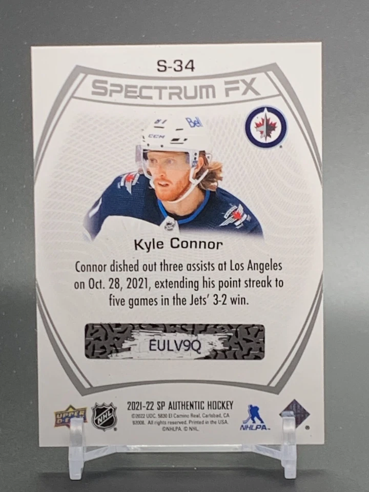 2021-22 SP Authentic Spectrum FX #S-34 KYLE CONNOR Winnipeg Jets - Image 2 of 2