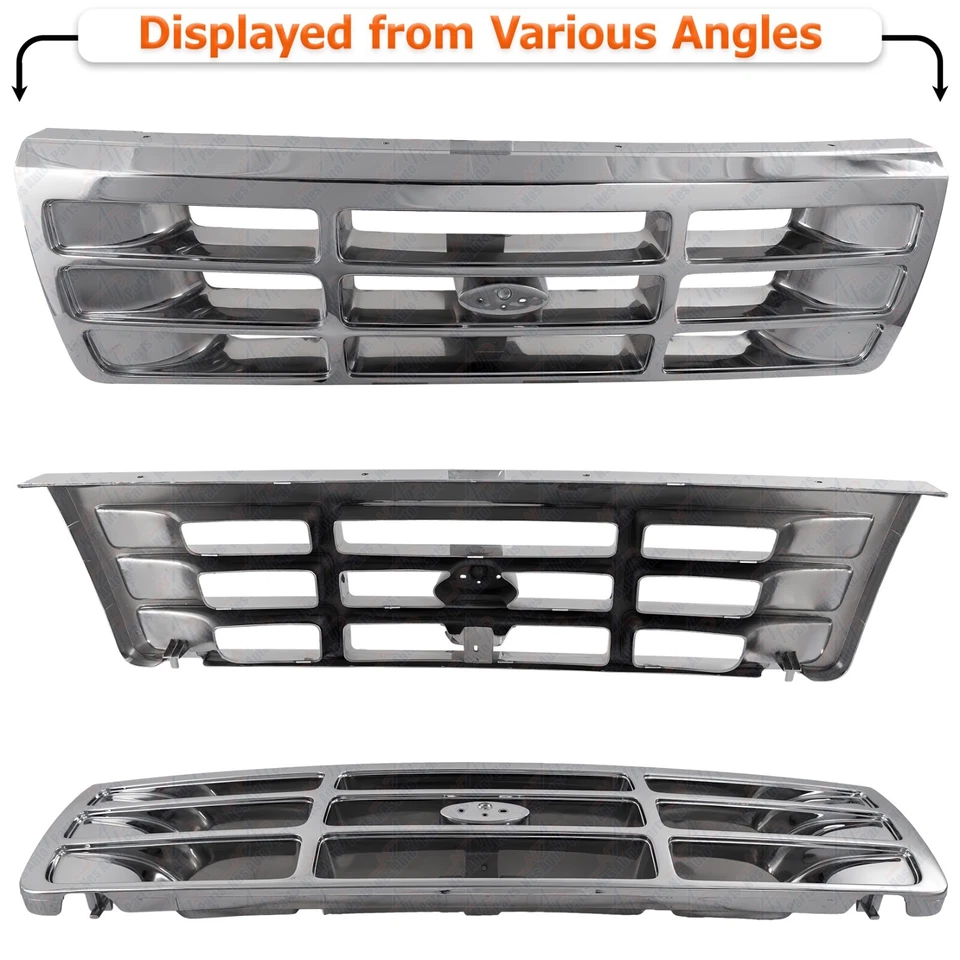 Front Grille + Header Panel + Head Lights Kit For 1992-97 Ford F-Series / Bronco Foto 3 de 4
