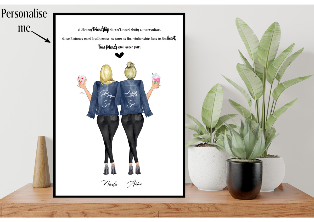 5 Best Friends Gift Personalized Best Friends Print 