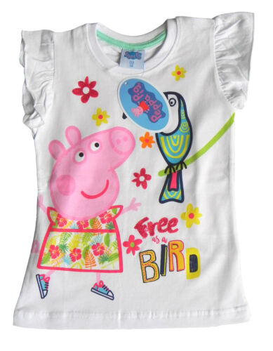 Peppa Pig T-shirt d'été à manches volantes douces, pour filles, taille 98-122 - Photo 1 sur 1