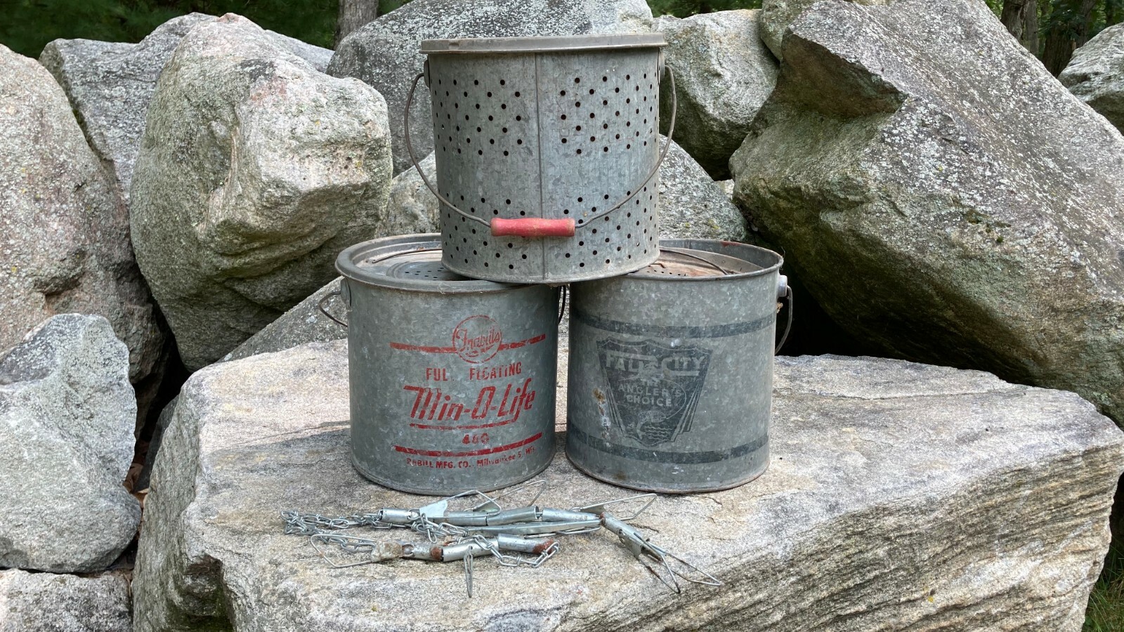 3 Vintage Metal Minnow Bucket Galvanized Rustic Cabin Cottage Outdoor Decor eBay