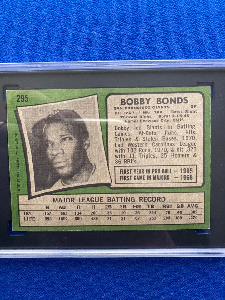 Topps Bobby Bonds 295 1971 - Gigantes de San Francisco - SGC 7,5 ¡Súper bonito! Foto 4 de 4