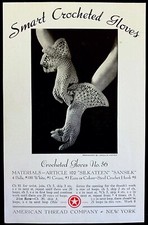 30s American Thread Crocheted Gloves 56 Vtg Instruction Gauntlets Deco Not Copy