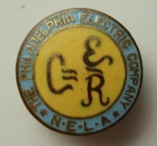 1920s PHILADELPHIA ELECTRIC COMPANY NELA PIN ~ NATIONAL ELECTRIC LIGHT ASSN  XB