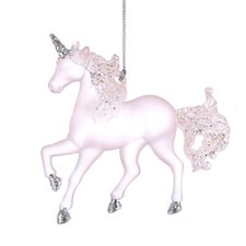Matte Pink Unicorn with Glitter Christmas Tree Ornament T2558