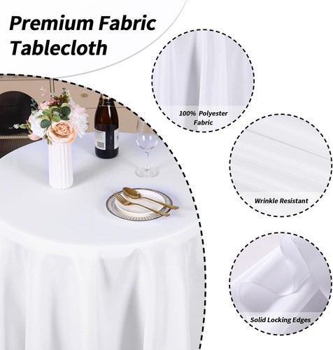 Durable 120" White Polyester Tablecloths - Set of 6 for Weddings & Banquets - Picture 4 of 9