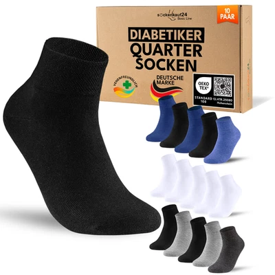 Diabetiker Socken ohne Gummi Quarter Kurz Herren Damen Baumwolle ohne Naht - Bild 1 von 4