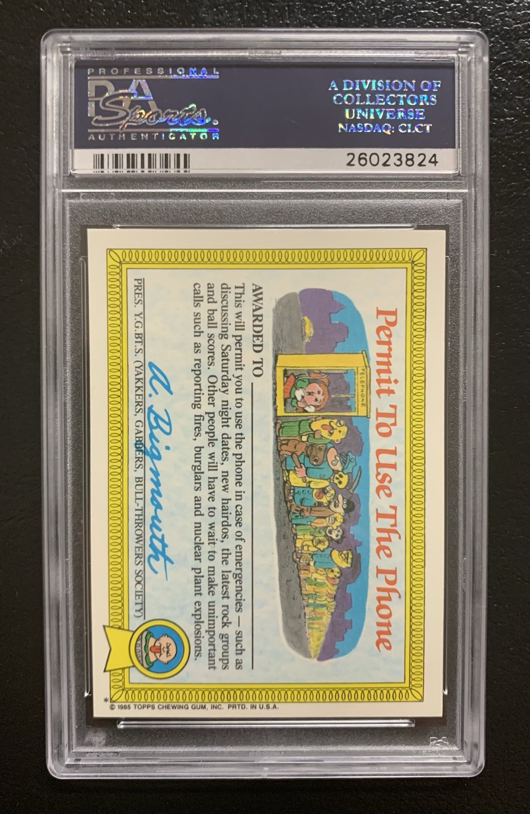 1985 Garbage Pail Kids OS1 Bugged Bert 11b PSA 10 GEM MINT-RARE GLOSSY CARD! TWT view 2