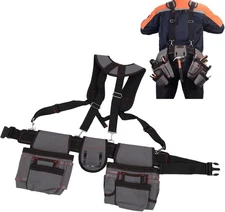 Tool Belt with Suspenders Adjustable Carpenter Tool Pouch Heavy-Duty Nylon NEW