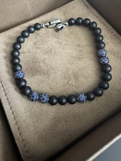 David Yurman Spiritual Beads Bracelet With Black Onyx And Pave Set Sapphires 6mm