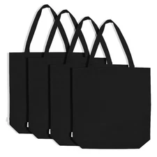 100% Cotton Canvas Shopping Tote Bag Grocery Bag 4-pack