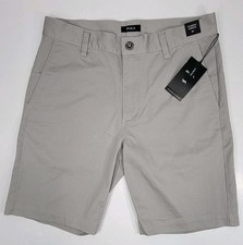 NEW RVCA Weekend Stretch Shorts Walk Chino Light Gray Men's 32 Classic 9" Inseam