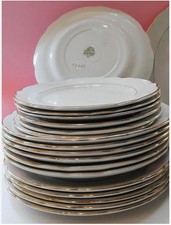 RICHARD GINORI BORDO FILO ORO PIATTI PIANI FONDI DOLCE VINTAGE PORCELLANA BIANCA