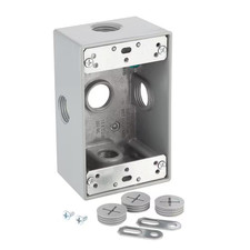 1-Gang Metallic Weatherproof Outlet Box with 5 1/2 In. Holes, Gray