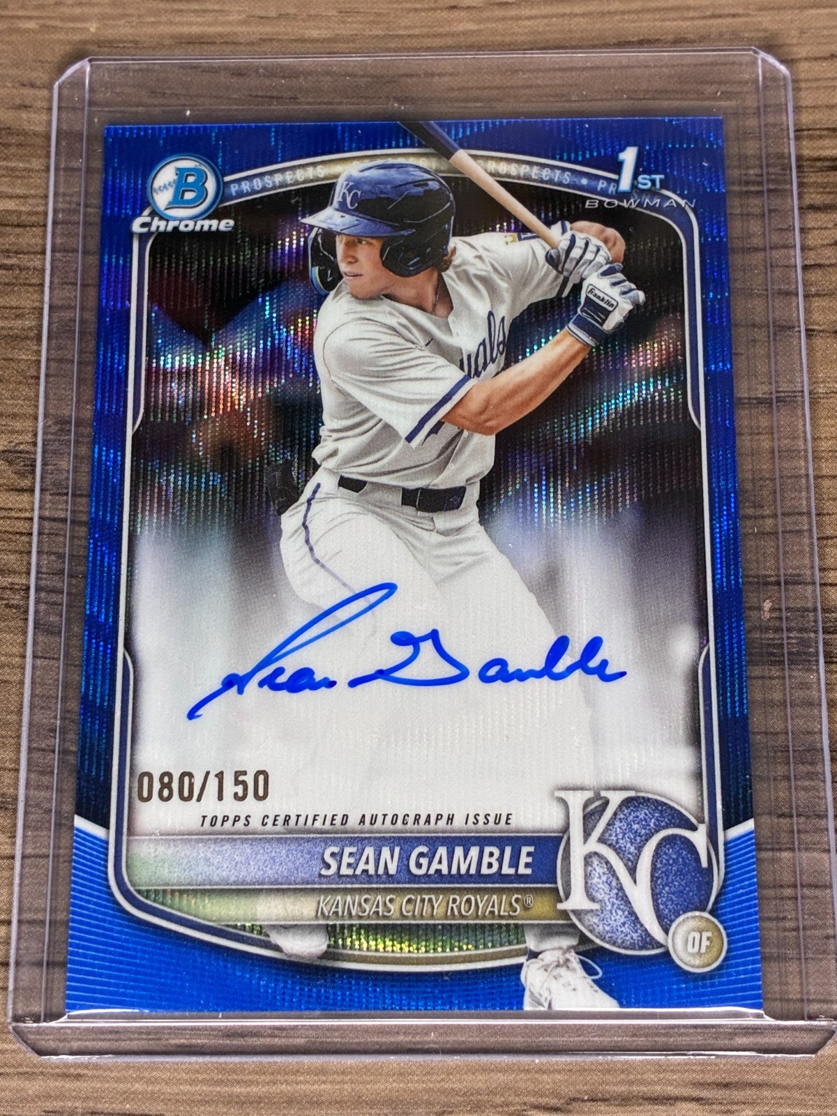2025 Bowman Draft Chrome Sean Gamble 1st Bowman Blue Wave Refractor Auto /150