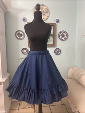 Vintage Navy Blue Hand Sewn Square Dancing Skirt