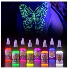 Fluorescent Tattoo Ink Set Tattoo Inks Pigment Kit, 8 Color 1/2oz 15ml/Bottl...