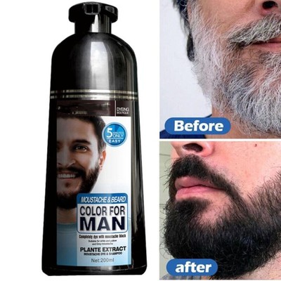 Men Beard Simple Hair Dye Color Shampoo Permanent Darkening Hair Coloring Black