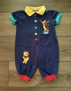 Vintage DISNEY Winnie the Pooh & Tigger One Piece Blue Romper Y2K 9 Months